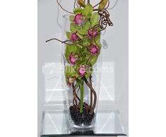 Modern Artificial verde y rosa de la orquídea Cymbidium arreglo Floral