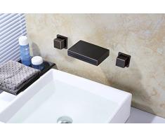 UHM Pared Cascada Bañera Bronce frotado aceite Grifo lavabo ORB asas cuadradas