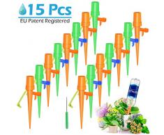 Philonext 15 Pcs Riego por Goteo Automático Kit,Ajustable Piezas Riego por Ggoteo Spike Sistema de Irrigación para Jardín Bonsáis y Flores, Ideal Dispositivo de Irrigación Automático en Vacaciones