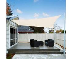 AXT SHADE Toldo Vela de Sombra Cuadrado 3 x 3 m, protección Rayos UV Impermeable para Patio, Exteriores, Jardín, Color Crema