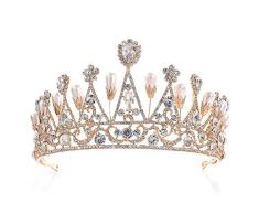 Cremación Memorial Corona Diamantes artificiales Corona de perlas artificiales for mujeres Chica Boda Fiesta de graduación Fiestas de princesa Cumpleaños Tiara nupcial (astilla / oro) Tiara nupcial De