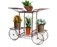 Dazon Hierro Flores Escaleras Flores estanterías Planta Soporte 67 cm Con 6 cestas taburete Flores Estantería