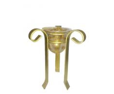 Candelabro estilo antiguo de metal y vidrio, con una vela, candelero decorativo, vintage, en el colour de oro antiguo, Altura cerca 22 cm, disenado y fabricado por Oberstdorfer Glashütte