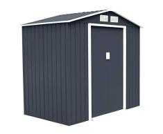COSTWAY Cobertizo de Jardín con Base Metálica con Puerta 213x127x185cm Exterior Caseta de Jardín Herramienta Almacenamiento (Gris Oscuro)