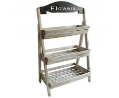 3 de madera estantería Pantalla Soporte – Flores 108 cm gran diseño de terrazas o banderas para jardín con color