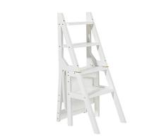 JJJJD Escalera de Madera Blanca Silla Plegable Multifunción Hogar Biblioteca Oficina 4 Pasos Estantería Soporte de Flor Escalera