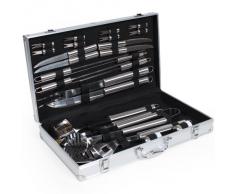TecTake Posate per barbecue BBQ, accessori per barbecue inox con valigetta - varios modelos - (25-piezas | No. 401057)