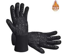 Guantes de Barbacoa,Guantes de horno resistentes al calor hasta 932°F (500°C),Guantes de cocina antideslizantes de silicona para barbacoas,para cocinar,hornear,asar,1 par
