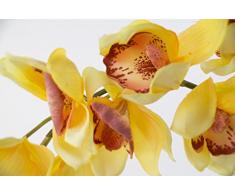 Rama de orquídea Cymbidium artificial, aspecto natural, amarillo, 80 cm - Ramificación decorativa / Tallo sintético - artplants