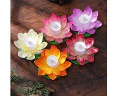 LEDMOMO 5 unids Lámpara de Loto Flotante Deseando Lily Candle Lotus Tealight Artificial Vela Flor Linternas Piscina Luz para Festival