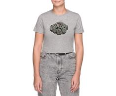 Lophophora williamsii - los Peyote - Peyote Mujer Camiseta de Crop Cuello Redondo Gris Manga Corta Tamaño XL Womens Grey X-Large Size XL