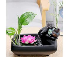 MHMT Zen Interior Adorno De Agua,Suerte Fuente De Escritorio,pequeño Relajación Fuente De Agua con Sonido Relajante,Oficina Y Decoración del Hogar Regalo Negro A 11.2pulgada