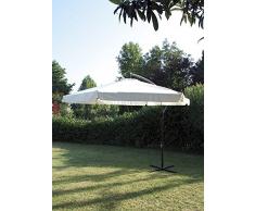 Sombrilla excéntrica redonda de acero, diámetro de 3 m, beige, de poliéster, para decoración de jardín
