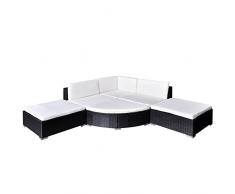 vidaXL Muebles de Jardín 16 Piezas Ratán PE Negro y Blanco Mobiliario Exterior