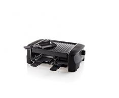 Princess Parrilla 162800 Grill Party Raclette, 600 W, acero inoxidable, 4 personas, color negro