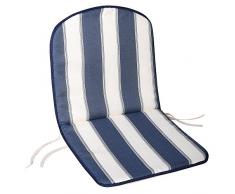 Saturnia 8097510 - Cojín para silla monoblock respaldo bajo, 80 x 42 x 2 cm, color azul y blanco
