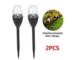 jinclonder 2pcs Vela Solar luz de césped al Aire Libre Impermeable jardín Paisaje luz de la Vela luz de Calle Reflector Único imitación Forma de Vela Paneles solares Brillo LED