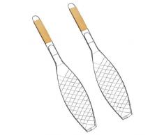 UPKOCH 2 Piezas de Parrilla de Pescado Cesta Plegable Portátil de Acero Inoxidable Barbacoa Barbacoa Parrilla Cesta para Pescado Verduras Camarones