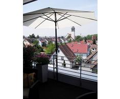 2 x acero inoxidable - Soporte de balcón para sombrilla de hasta 25 cm de diámetro 50 mm - para al aire libre o en interiores con 11 + fijación 6 cm distancia soporte para paraguas - Holly - patentado para fijación de elementos