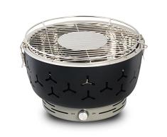 eSituro Barbacoa de Carbón Vegetal sin Humo 35x35x24cm Barbacoas de Acero Inoxidable Portátiles con Bolsa de Transporte Mini Barbacoa para Jardín Exterior, BBQ, Camping Negro