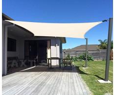 AXT SHADE Toldo Vela de Sombra Rectangular 3 x 4 m, protección Rayos UV y HDPE Transpirable para Patio, Exteriores, Jardín, Color Beige