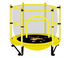 LKFSNGB El Mini trampolín para niños, el trampolín del jardín con Red de Seguridad - patrón de Dibujos Animados, Telas para Saltar, trampolín de Juguete pequeño para Interiores y Exteriores de 150 cm