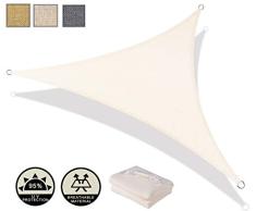 AXT SHADE Toldo Vela de Sombra Triangular 3,6 x 3,6 x 3,6 m, protección Rayos UV y HDPE Transpirable para Patio, Exteriores, Jardín, Color Beige
