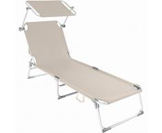 TecTake CAMA HAMACA TUMBONA ALUMINIO PLEGABLE CON PARASOL - disponible en diferentes colores y cantidades - (Beige | no. 401428)