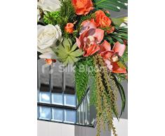 Reloj de melocotón rosa Artificial, orquídea Cymbidium y arreglo Floral de suculentas