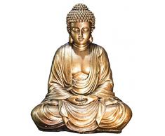 ZenLight - Estatua de Buda Dorada, Resina, 16 x 10 x 20 cm