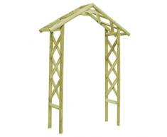 idaXL Arco de Rosas Madera Pino Verde Impregnada Puerta Enrejada Jardín