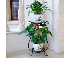 MAJOZ 2 Niveles Maceteros Porta Macetas Metal Decorativos/Soporte de Pie/Estante Vintage para Macetas Pedestales Flores Plantas, para Jardín Dormitorio Sala de Estar Oficina Balcón Interior (Negro)