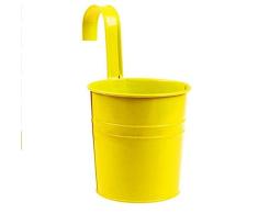 Vi.yo Macetas Colgantes Hierro Metal Pastoral Balcón Macetas Jardineras Cubo de Pared Cubo de Metal Soportes de Flores (Amarillo)