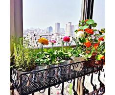 YUENA CARE Bastidor para Macetas en Balcón, Soporte Metálico para Hierbas y Flores Colgante para Balcón Diseño Retro 30CM
