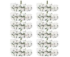 144pcs Ramo Rosa Artificial Flor Papel Decoración para Hogar Boda (blanco)