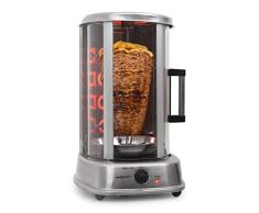 oneConcept Kebab Master Pro - Parrilla vertical giratoria, Pollo, Gyros, Pincho giratorio verical, Grill eléctrico, 1500 W, Reparto calor 360°, Desmontable y apto para lavavajillas, Plateado
