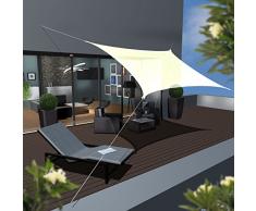 AMANKA Vela de Sombra 3x3m Cubierta de Tela PEAD Transpirable Permeable toldo Cuadrado contra los Rayos UV del Sol Crema