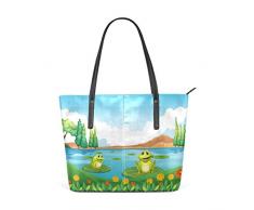 FANTAZIO Bolso de mano con diseño de ranas en estanque