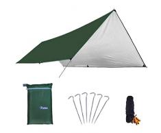 Azarxis Toldo Impermeable de Tienda de Campaña Ligero UV Protección Refugio con Accesorios para Acampar Mochilero Picnix Aventura al Aire Libre (Verde - L)