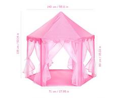 Poli/éster Tienda Campa/ña Ni/ños color 10022454 Rosa Interior-Exterior 90 x 118 x 115 cm Relaxdays Infantil de Hadas