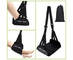 UBAYEE Reposapiés Portátil de Viaje, Hamaca de Pie Footrest para Avión, Oficina, Autobús, Coche y Tren - Negro