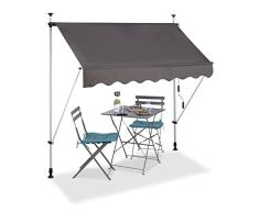 Relaxdays Toldo Enrollable Exterior Portátil Regulable con Manivela, Poliéster-Acero, Gris, 200 cm de Ancho