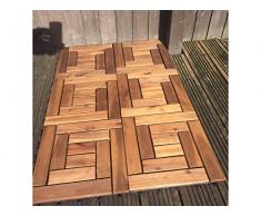6 x de madera Acacia Madera Decking azulejos easimat - 10 lamas azulejo de la cubierta. Patio, jardín, balcón, jacuzzi. 30 cm cuadrado azulejo de la cubierta
