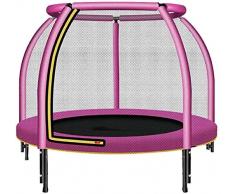 ZCXBHD Trampolín Redondo Interior para Niños con Colchoneta De Red De Seguridad Y Acolchado con Cubierta De Resorte para Trampolín De Ejercicios para Interiores Y Exteriores para Niños,Pink