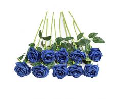 JUSTOYOU - Ramo de rosas artificiales de seda (10 unidades)