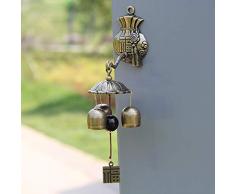 MKJYDM Hogar Colgante de Pared de Bronce Tres Campana de Metal autocebado Feng Shui Timbre del Timbre Timbre del hogar decoración carillón de Viento 25x6x2.6 cm Timbre de Hierro Fundido