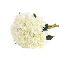 Tifuly Artificial Hydrangea Flower, 5 PCS Ramos de hortensias de Seda de Tallo Largo para Bodas, hogar, Hotel, decoración de Fiestas, centros de Mesa(Blanco)