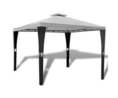 FZYHFA Gazebo de Poli Ratán con Techo Color Blanco Crema, 3 x 3 m, Carpa para Exterior