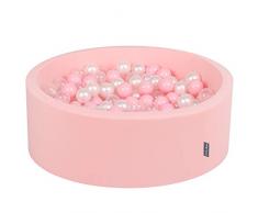 KiddyMoon 90X30cm/200 Bolas ∅ 7Cm Piscina De Bolas para Ninos Hecha En La UE, Rosa:Rosa Clr,Perla,Transparente