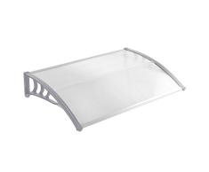 LZQ Marquesina para Puertas y Ventanas Tejadillo de Protección Toldo Cubierta de Policarbonato en Jardín al Aire Libre Dosel de Techo, Soporte Gris 120 x 100cm